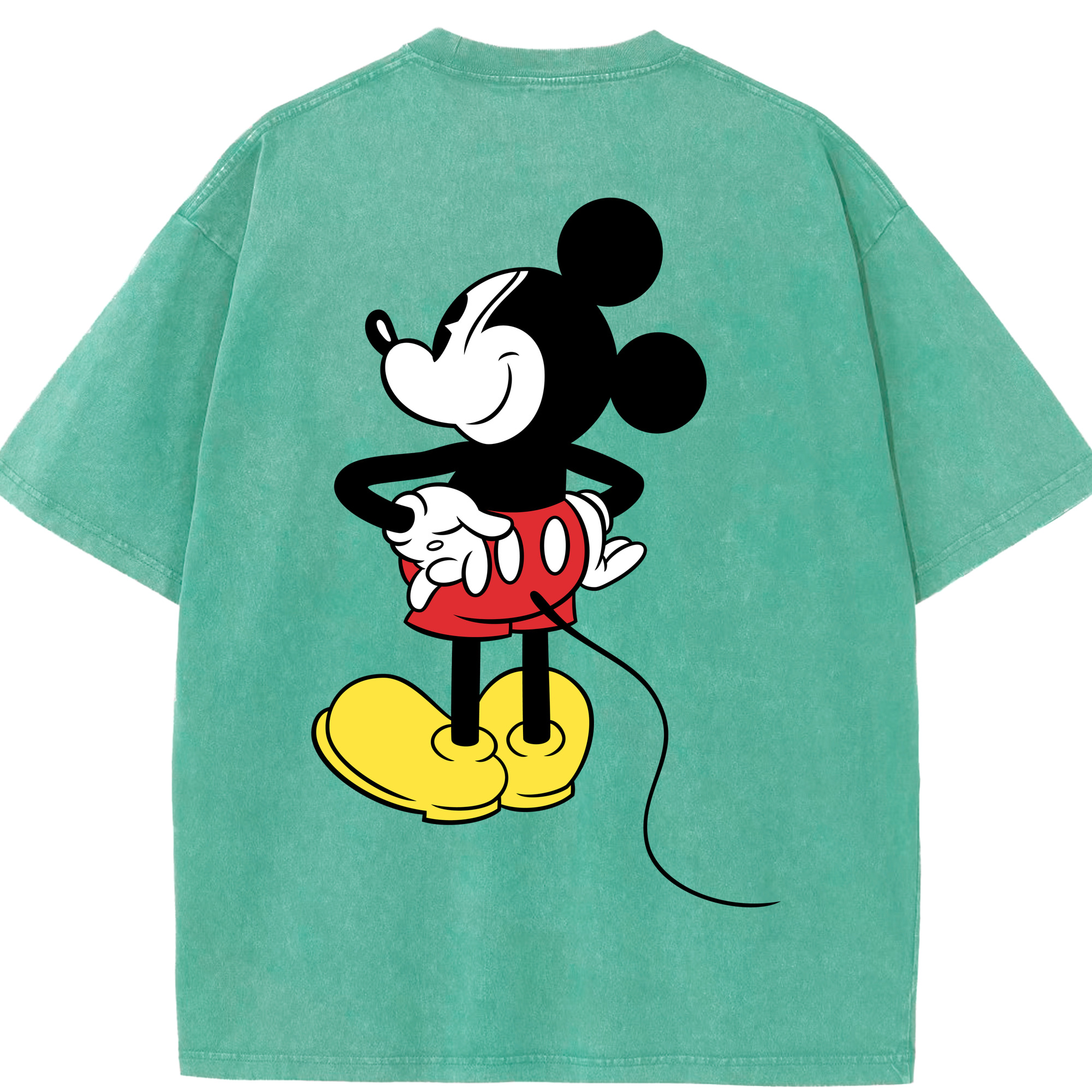（画像用） ミッキーマウス Mickey Mouse 綿100% ヴィンテージ風 半袖Tシャツ（背面プリント）
